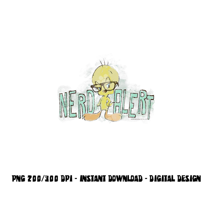 Looney Tunes Tweety Nerd Alert png, sublimation .jpg