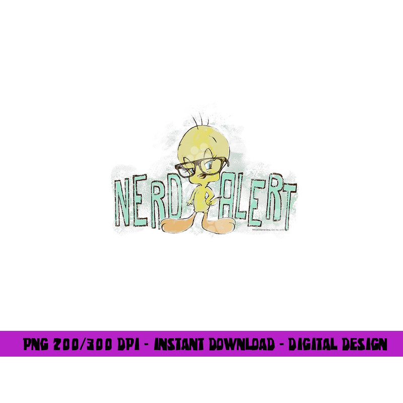 Looney Tunes Tweety Nerd Alert png, sublimation .jpg