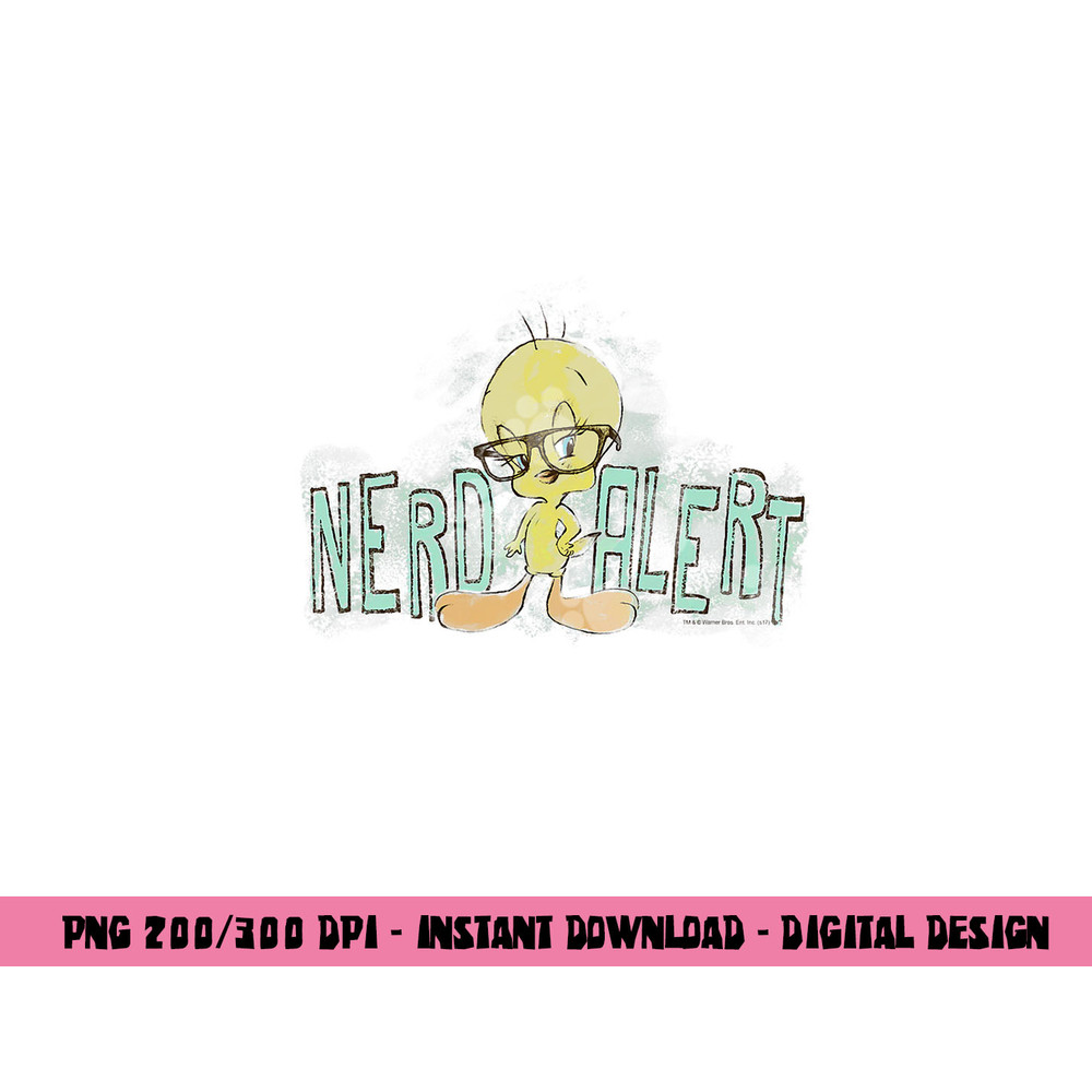 Looney Tunes Tweety Nerd Alert  png, sublimation .jpg