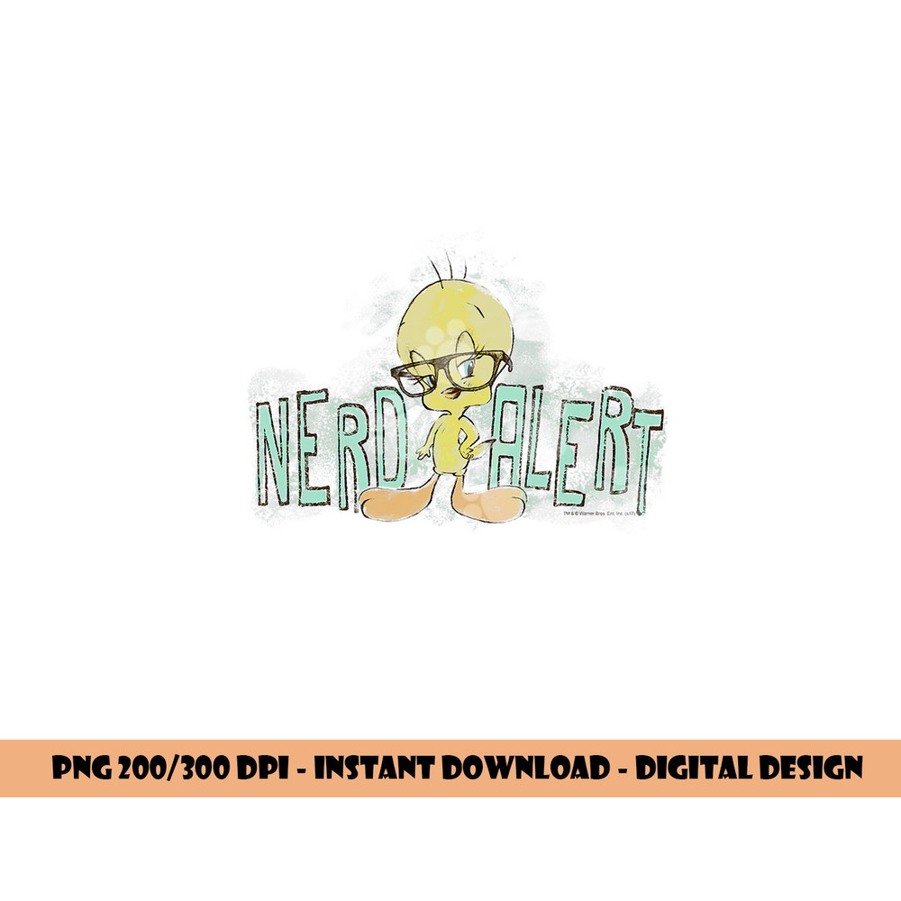Looney Tunes Tweety Nerd Alert  png, sublimation .jpg