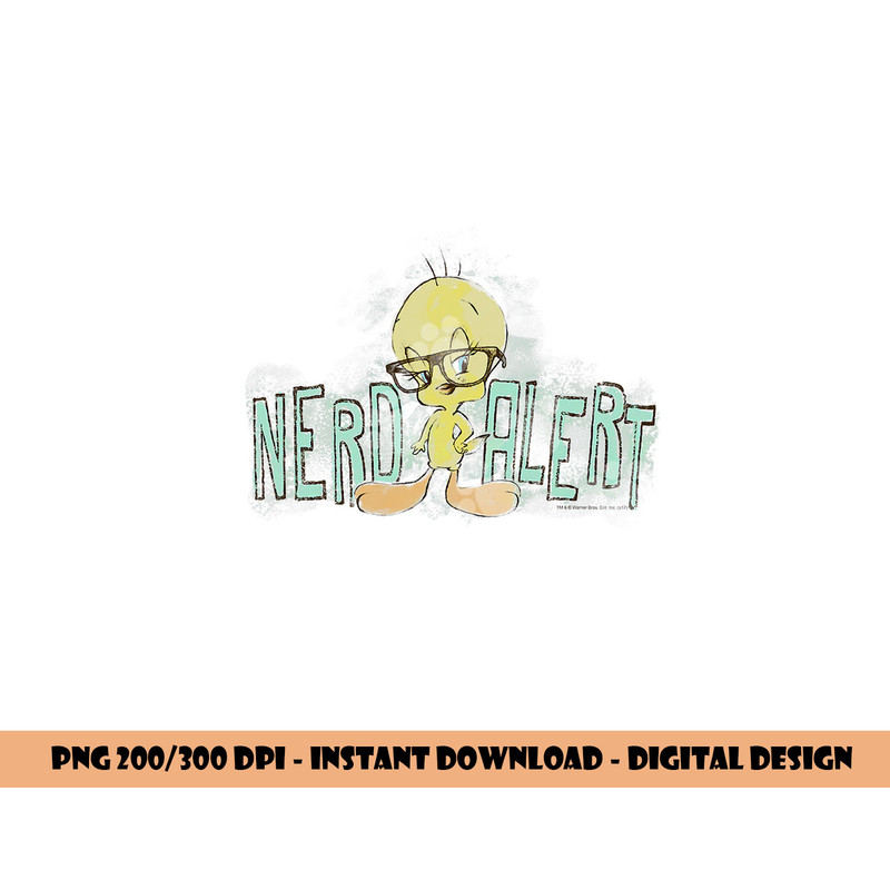 Looney Tunes Tweety Nerd Alert  png, sublimation .jpg