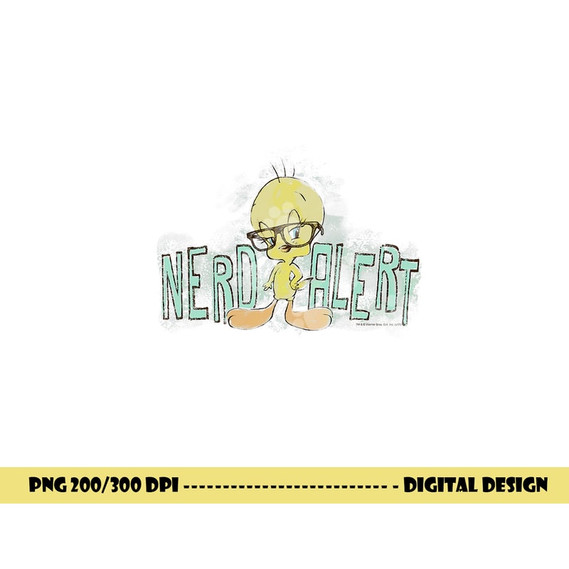 Looney Tunes Tweety Nerd Alert png, sublimation .jpg