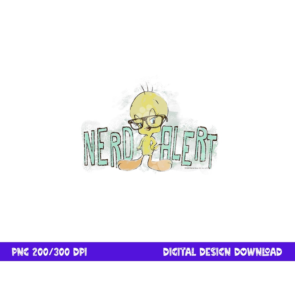 Looney Tunes Tweety Nerd Alert png, sublimation .jpg