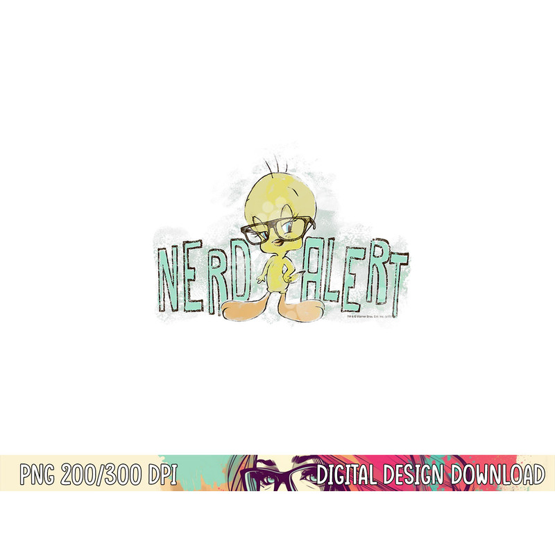 Looney Tunes Tweety Nerd Alert png, sublimation .jpg