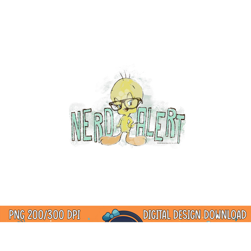 Looney Tunes Tweety Nerd Alert  png, sublimation .jpg
