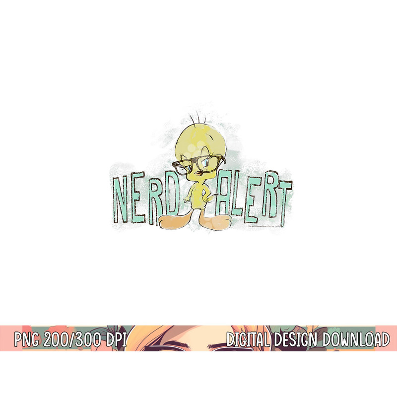 Looney Tunes Tweety Nerd Alert png, sublimation .jpg
