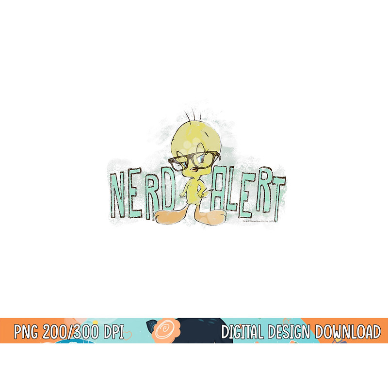 Looney Tunes Tweety Nerd Alert  png, sublimation .jpg