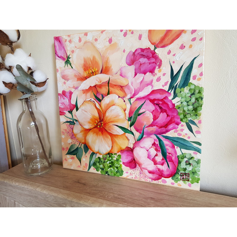 2 Oil painting Stretched Canvas - Flower Arrangement 11.8-11.8 in (30-30cm)2..jpg