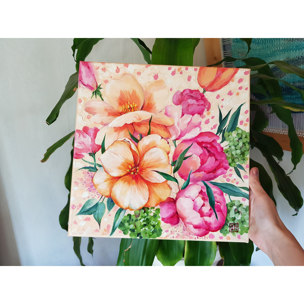 3 Oil painting Stretched Canvas - Flower Arrangement 11.8-11.8 in (30-30cm)2..jpg