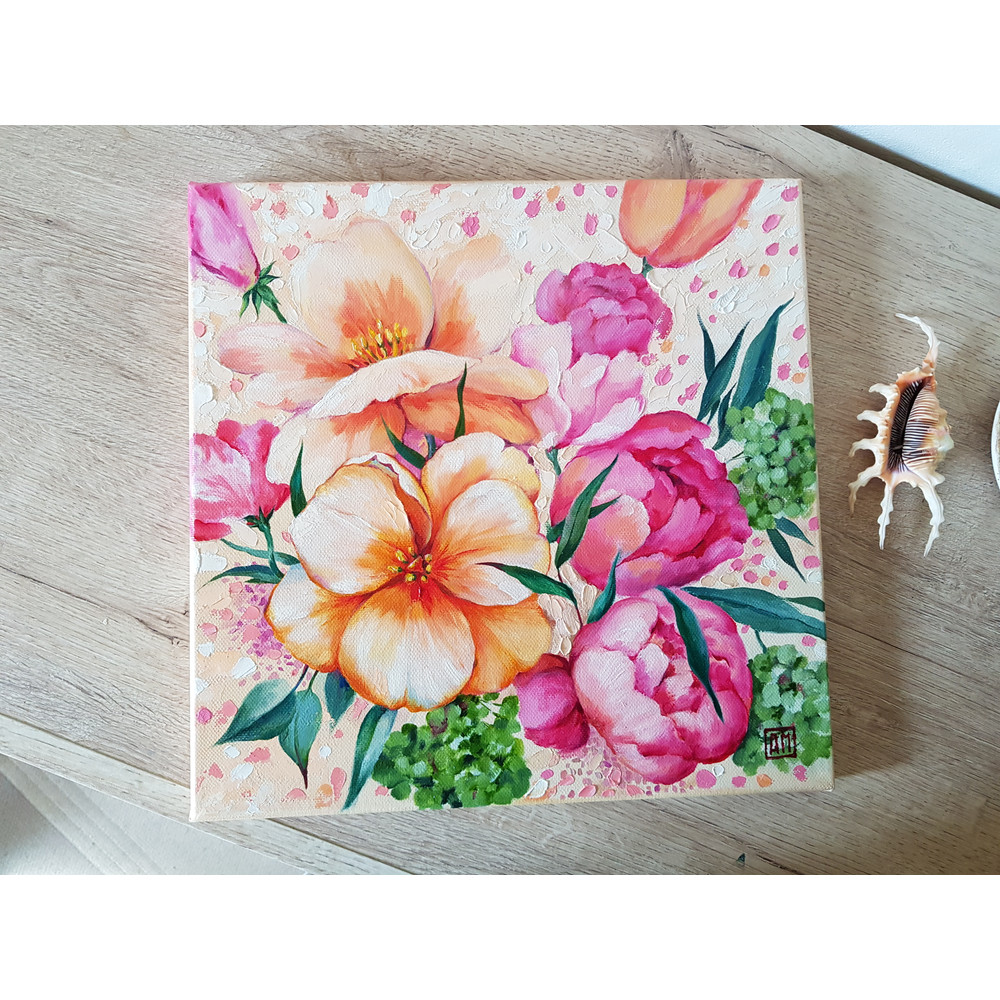 9 Oil painting Stretched Canvas - Flower Arrangement 11.8-11.8 in (30-30cm)2..jpg