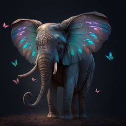 An Elephant Who Dreamed of Becoming a Butterfly. Fantasy Art. Digital Art.