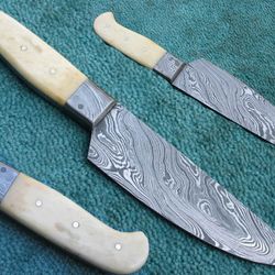 hunting knife , 11" custom hand made damascus fixed blade hunting knife