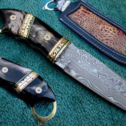 Damascus Hunting Knife , 9.5" Superior Custom Hand Made Damascus Steel Knife