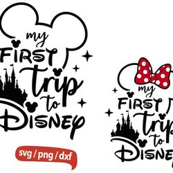 my first trip disney svg, disney family trip 2023 svg, mickey mouse and minnie mouse head, disney trip svg,