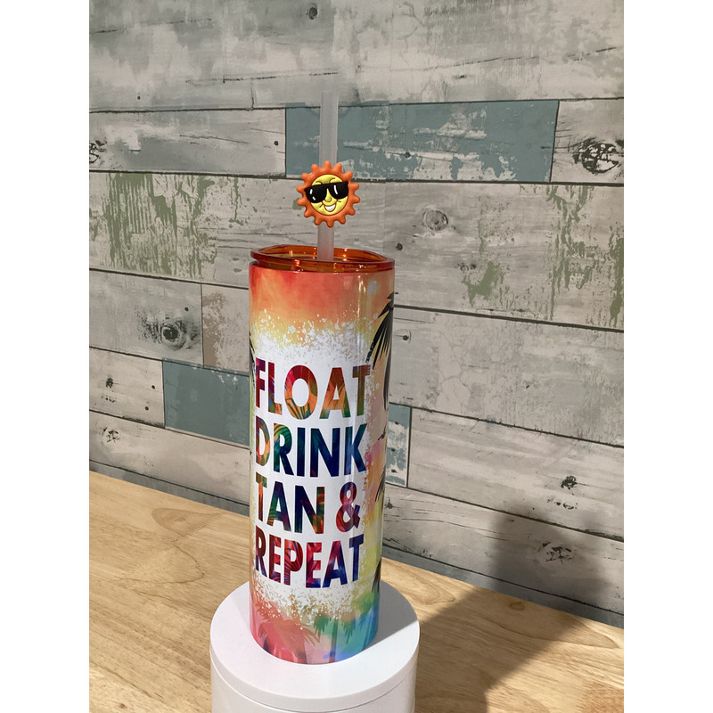 Float Drink Tan Repeat Tumbler, Float Drink Tan Repeat 20oz Skinny Tumbler, Float Drink Tan Repeat 30oz Skinny Tumbler.jpg