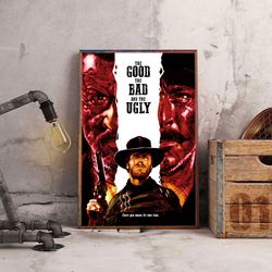 the good the bad and the ugly poster, movie poster, movie decoration, home decor, the good the bad and the ugly wall art