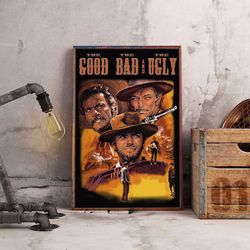 movie poster, the good the bad and the ugly wall art, movie decoration, home decor, the good the bad and the ugly poster