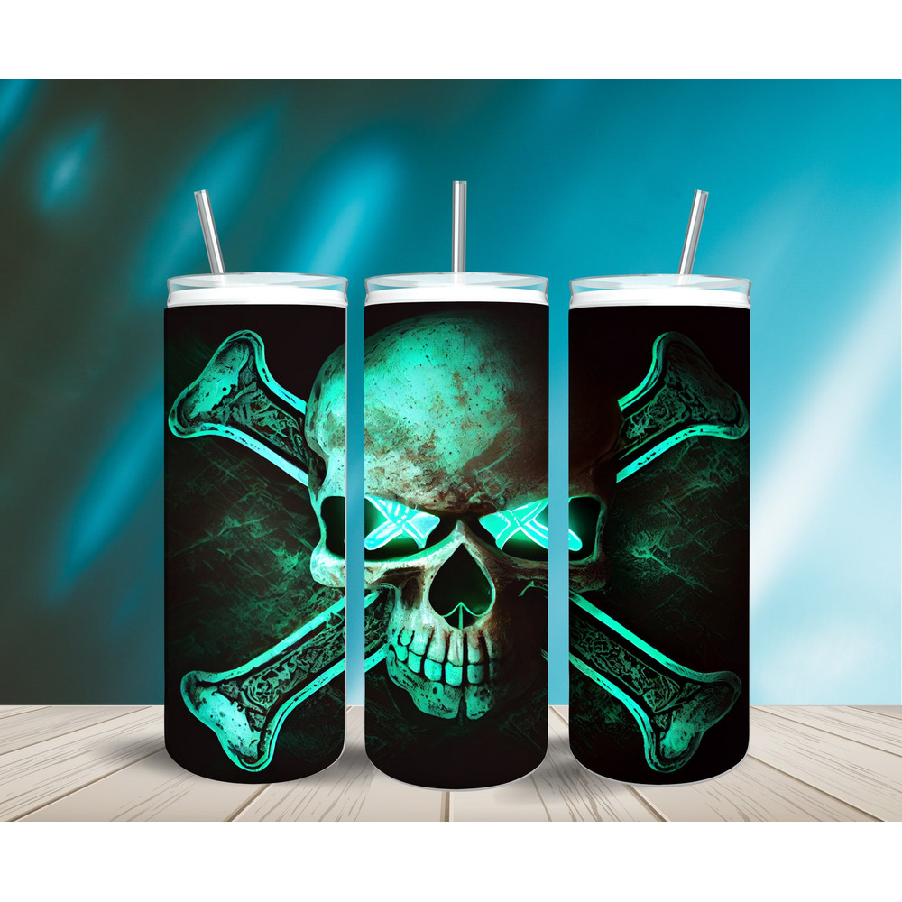 Neon Scary Skull tumbler design-20oz Skinny Tumbler Straight & Tapered Sublimation Design Wrap- Digital Download-PNG 2023-Neon Tumbler Wrap.jpg