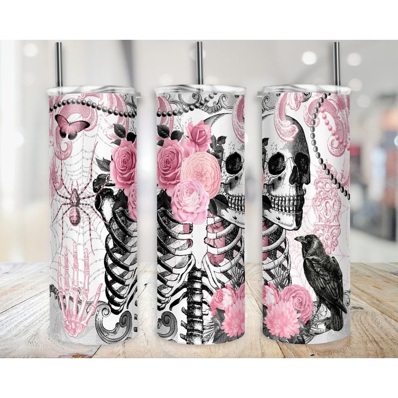 Pink Gothic Halloween Tumbler 20 oz Sublimation Digital Design Download.jpg