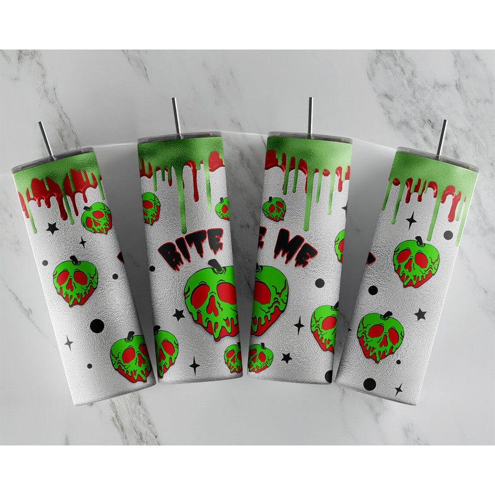 Poison Apple Bite Me 20 oz Skinny Tumbler Sublimation Designs Halloween for StraightTapered Tumbler PNG File Digital Download.jpg