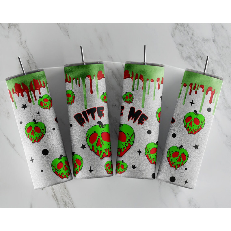 Poison Apple Bite Me 20 oz Skinny Tumbler Sublimation Designs Halloween for StraightTapered Tumbler PNG File Digital Download.jpg