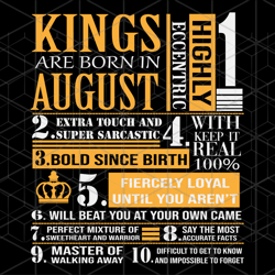 kings are born in august, august girl svg, born