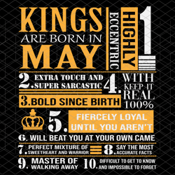 kings are born in may, may girl svg, born in ma