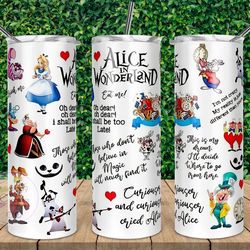 alice in wonderland tumbler, alice in wonderland skinny tumbler, alice in wonderland 20oz skinny tumbler