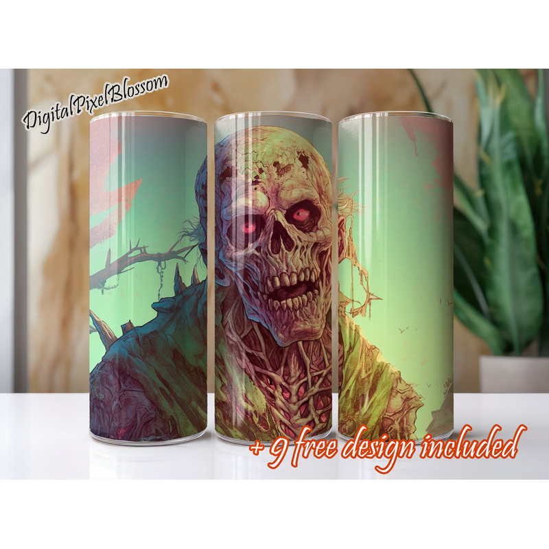Tumbler Wrap Zombie  20 oz Skinny Tumbler Sublimation Design  Undead PNG Design  Horror Tumbler-1.jpg
