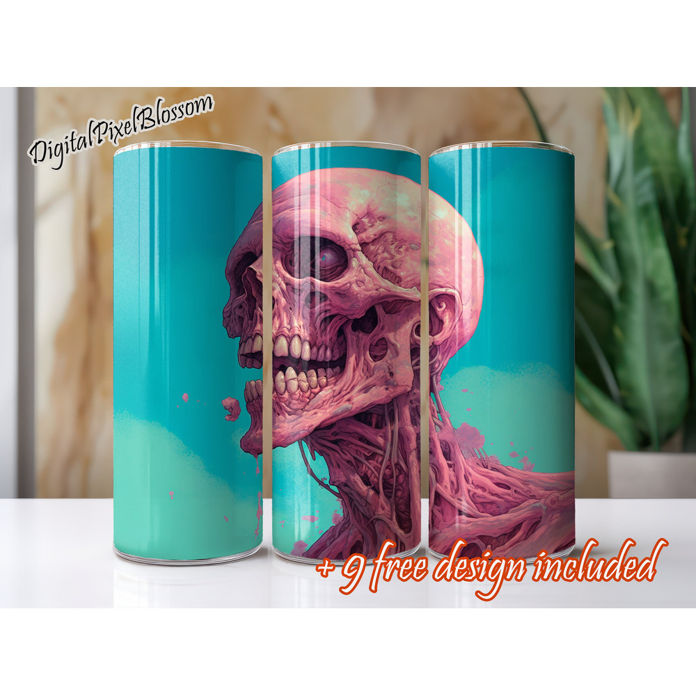 Tumbler Wrap Zombie  20 oz Skinny Tumbler Sublimation Design  Undead PNG Design  Horror Tumbler-3.jpg