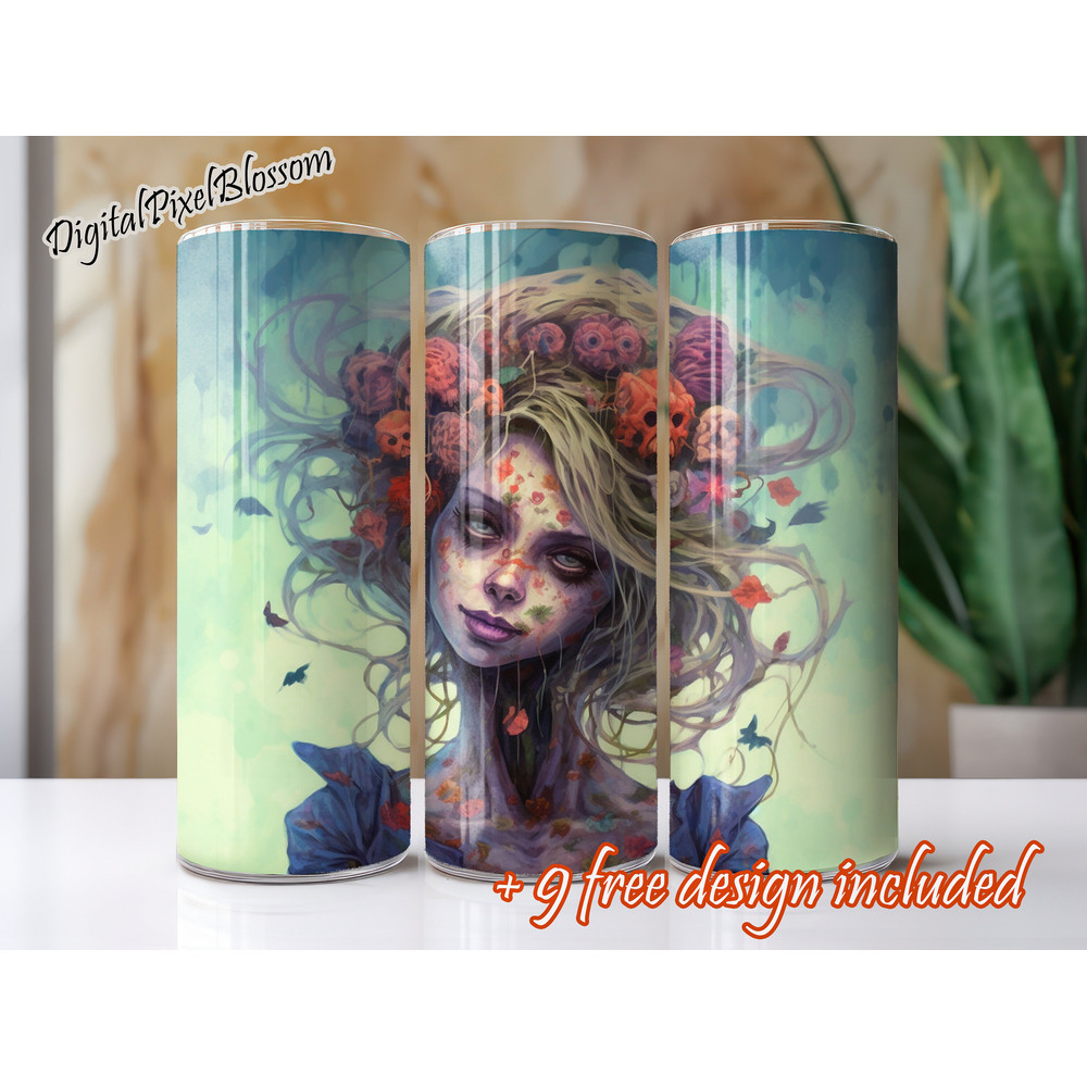Tumbler Wrap Zombie  20 oz Skinny Tumbler Sublimation Design  Undead PNG Design  Horror Tumbler-5.jpg