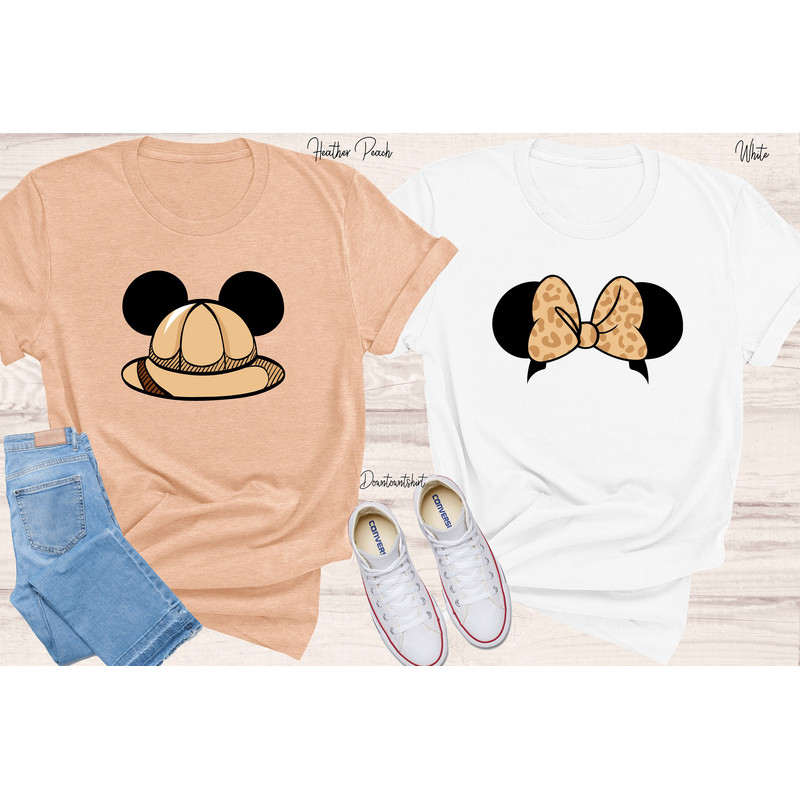 Animal Kingdom Safari hats couple shirts Disney Mickey Minnie safari mode couple shirt, Disney Safari couple shirts, Disney couple tees - 2.jpg
