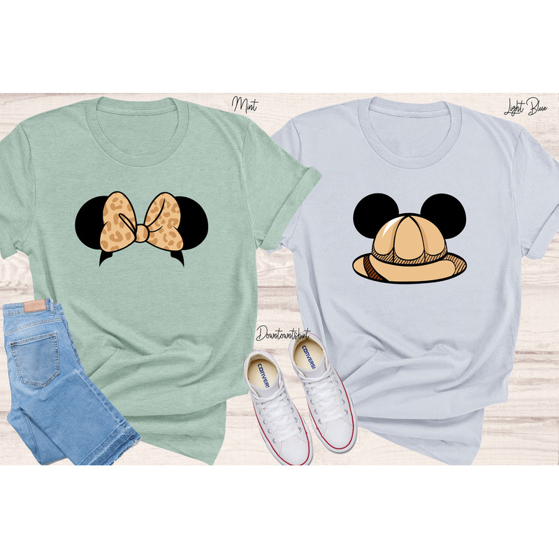 Animal Kingdom Safari hats couple shirts Disney Mickey Minnie safari mode couple shirt, Disney Safari couple shirts, Disney couple tees - 3.jpg