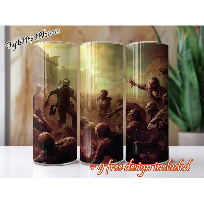 Tumbler Wrap Zombie  20 oz Skinny Tumbler Sublimation Design  Zombie PNG Design  Zombie Tumbler.jpg