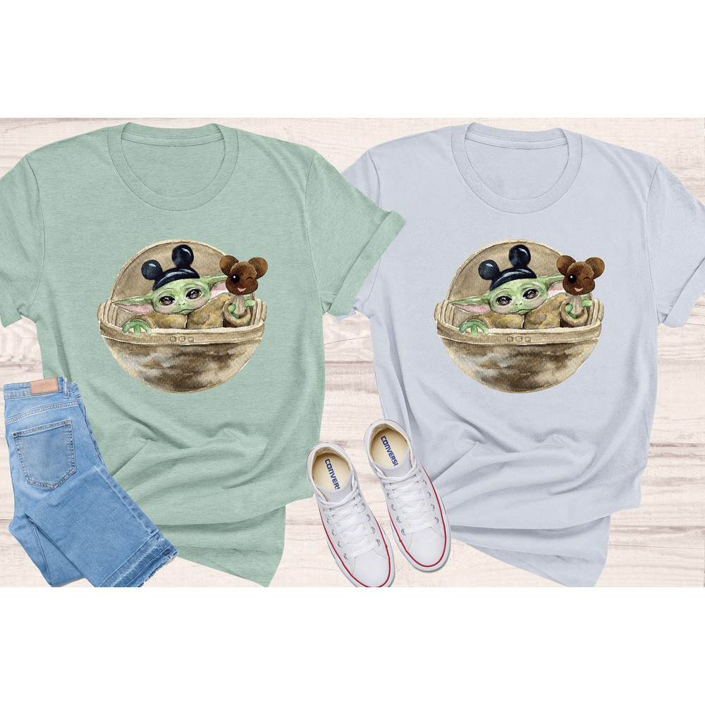 BABY YODA SHIRT - Mickey Mouse Ears Tee Shirt - Disney World Shirts - Baby Yoda Galaxy Tee - Super Soft Cotton Shirt - 1.jpg
