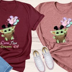 baby yoda shirt, mickey mouse ears tee shirt, disney world shirts, dreams do