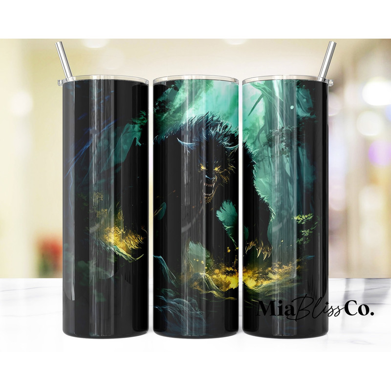 Werewolf In A Magic Forest 2 20oz Skinny Tumbler Sublimation Designs - Straight & Tapered Skinny Wraps for Tumblers PnG.jpg