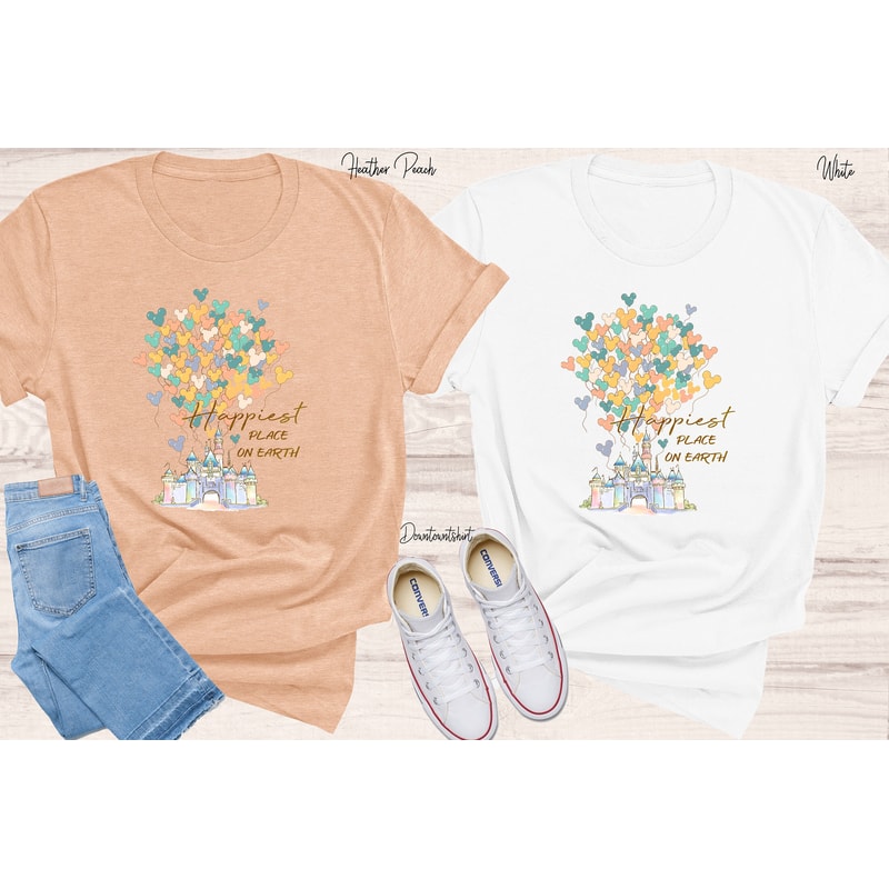 Disney Happiest Place On Earth Shirt, Disneyland Castle Shirt, Disney Trip Shirt, Disney World Shirt, Disney Family Shirt Comfy Colors - 2.jpg