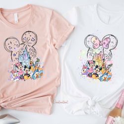 disney watercolor castle tee, mickey n friends shirt, disney castle, disney