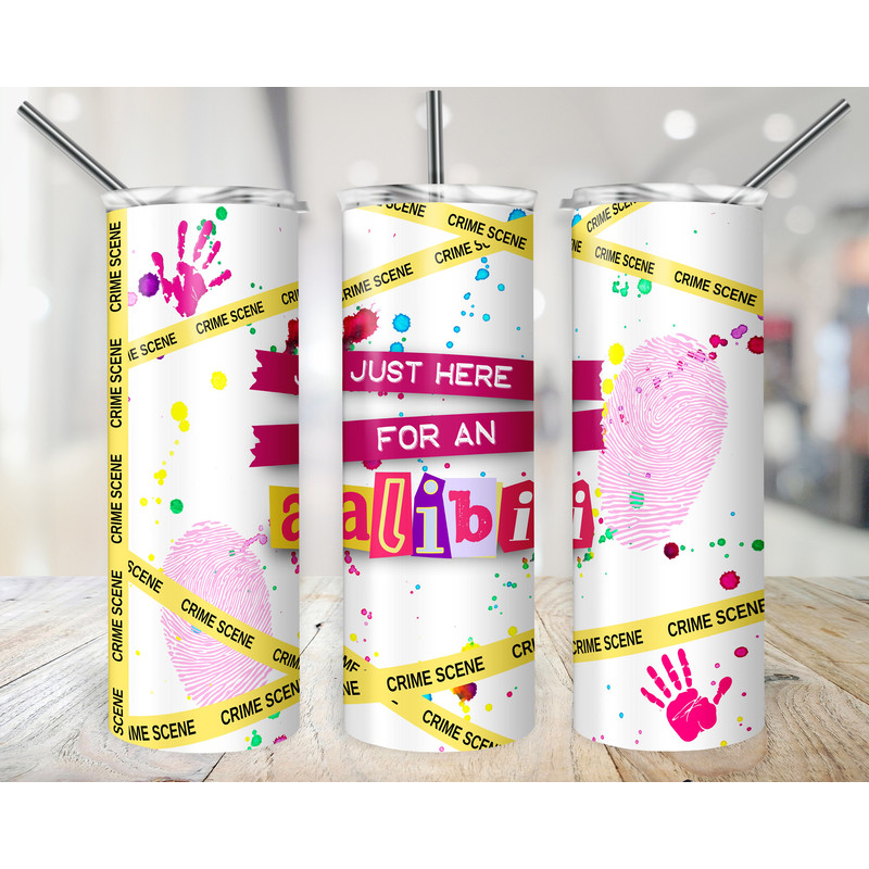 Crime Show Tumbler Wrap Crime Scene Just Here for an Alibi Tumbler Police Tape 20 oz Sublimation Ransom Note Digital Design Instant Download-1.jpg