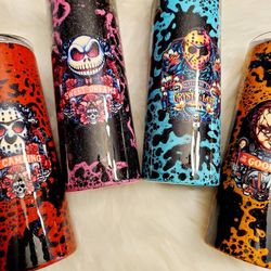 skinny horror tumbler, custom halloween 20oz skinny tumbler, movie tumblers halloween powerwash 30oz skinny tumbler