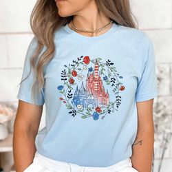 watercolor disney castle 4th of july shirt, merica disney shirt, 4th of july mic