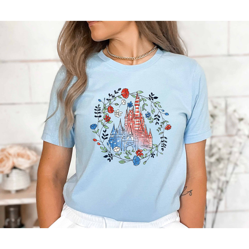 Watercolor Disney castle 4th of July shirt, Merica Disney shirt, 4th of July Mickey Minnie shirt, Memorial day shirt, US Flag Patriotic Tee - 1.jpg