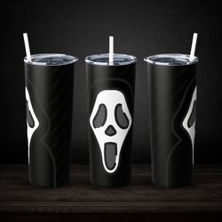 horror skinny tumbler, ghostface cup scream 20oz skinny tumbler, scream cup horror villain 30oz skinny tumbler