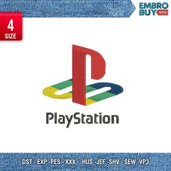 ps typo / play station embroidery design/ logo design/ embroidery pattern/ design pes dst vp3  format
