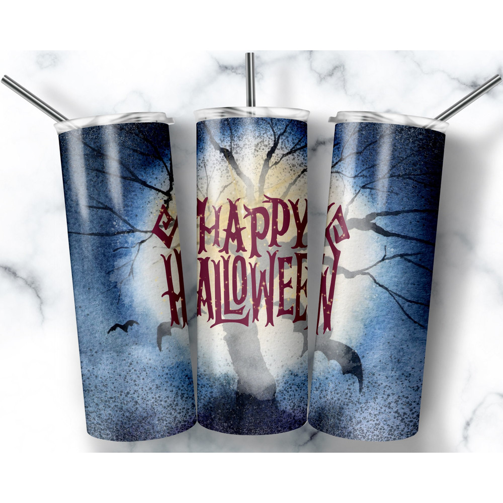 Halloween 20 oz Skinny Tumbler Sublimation Design, Spooky Season Fall Tumbler, Ghost Flower Tumbler, Horror Tumbler, PNG, Digital Download.jpg