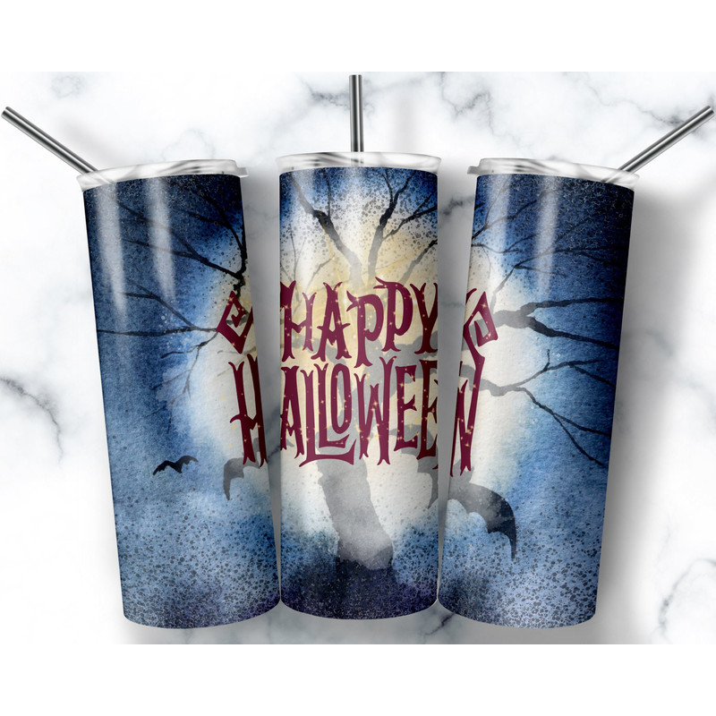 Halloween 20 oz Skinny Tumbler Sublimation Design, Spooky Season Fall Tumbler, Ghost Flower Tumbler, Horror Tumbler, PNG, Digital Download.jpg