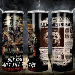 horror skinny tumbler, halloween boogeyman 20oz skinny tumbler, halloween movie michael myers 30oz skinny tumbler