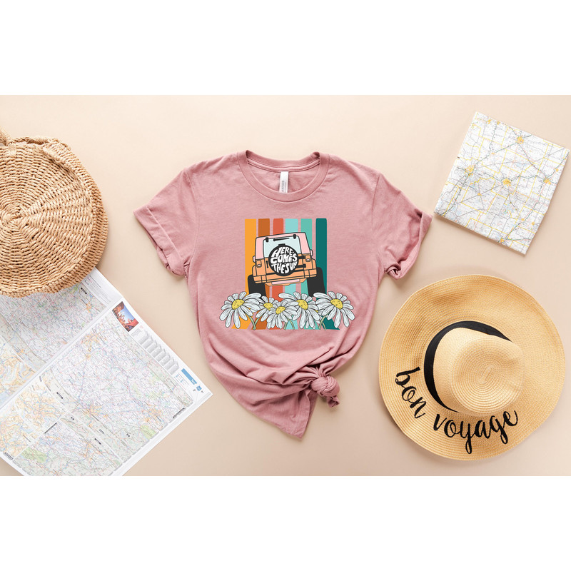 Here Comes The Sun Shirt, Summer Shirt, Retro Summer Shirt, Vacation Shirt, Beach Shirt, Summer Vibe Shirt, Beach Vacation Shirt, Sea Shirt - 3.jpg