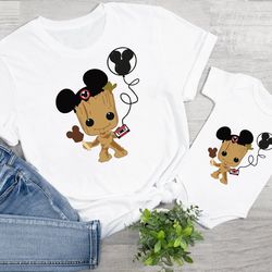 baby groot and mickey ears tee, baby groot shirt, mickey ears shirt, disney